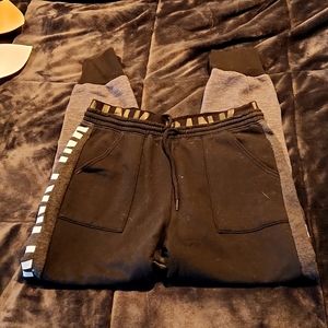 Pink heavier cotton joggers,  size medium,  black and gray.